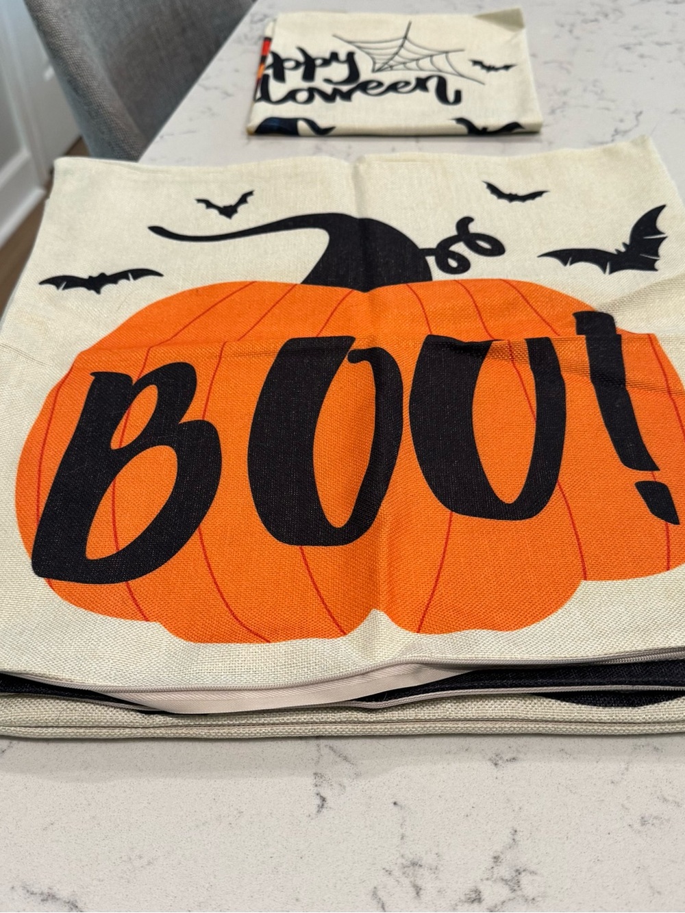 New Set of 4 Halloween Pillow Covers 18x18 - Linen. Indoor/Outdoor Decoration.